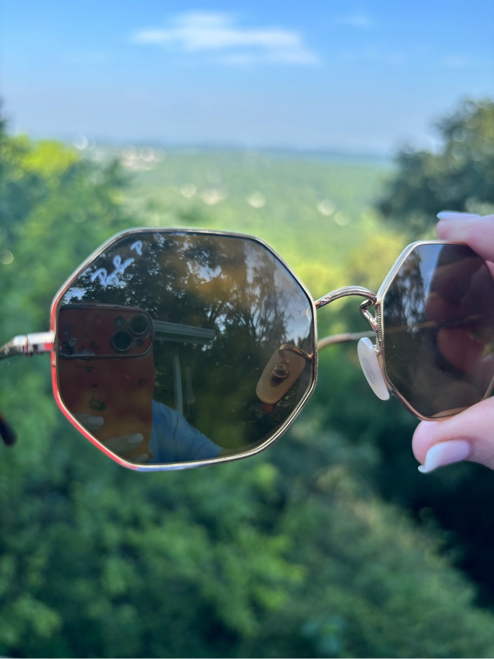 Rayban Octogan Gold Frame Sunglasses with Brown Lenses - Picture 2 of 3
